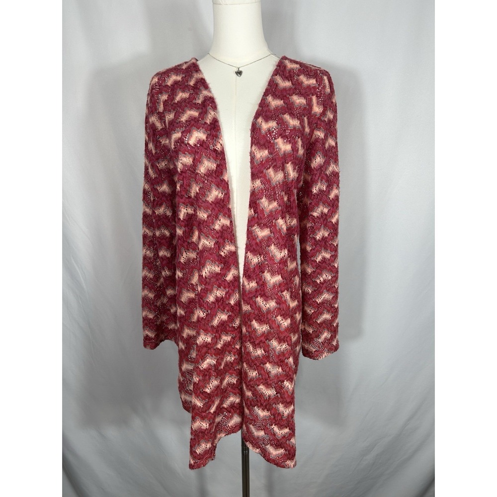 Vintage USA Open Knit Crochet Cardigan Beach Cover 1X Y2K Boho Fairy Festival